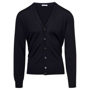 Gaudenzi Men Black V Neck Long Sleeves Cardigan In Wool Man Gaudenzi